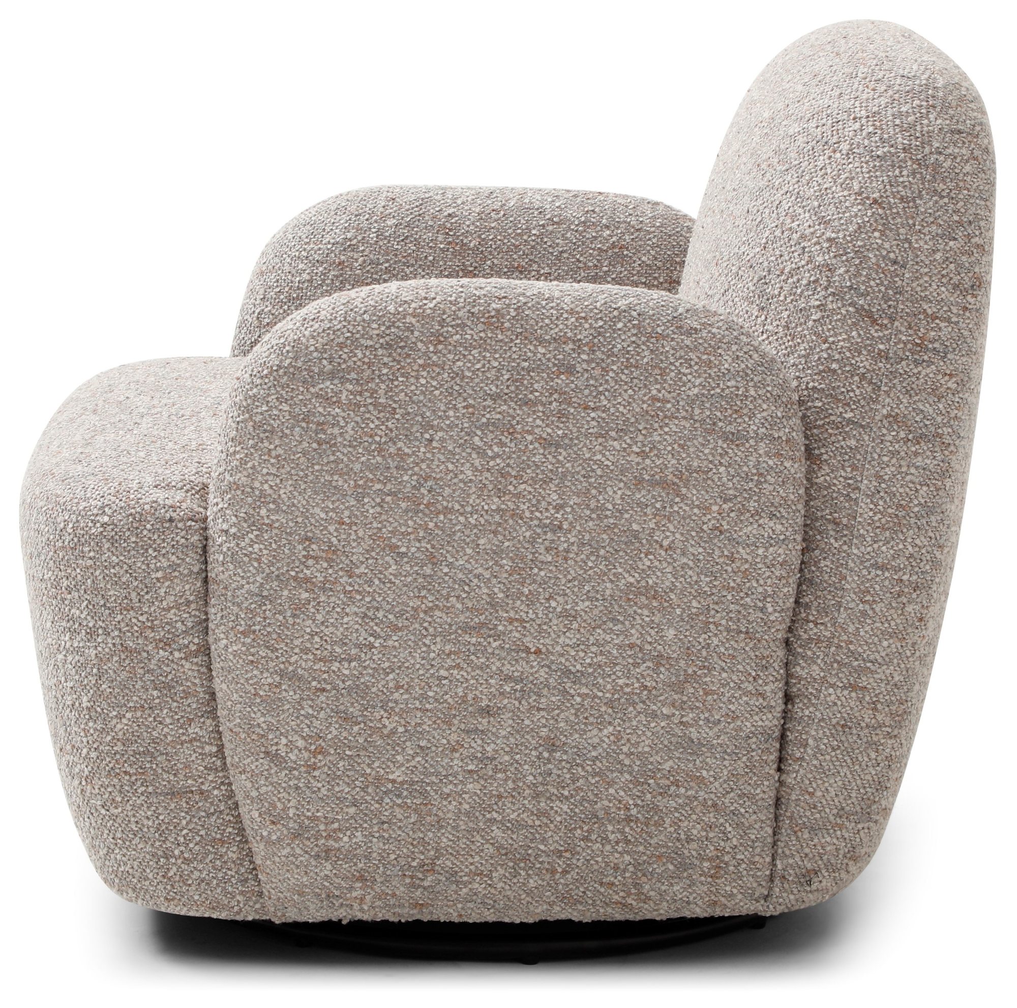 Micky Swivel Chair in olive bouclé