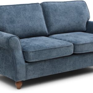 Jacob scroll arm sofa bed in Seoul chenille with turned wooden legs, made to order