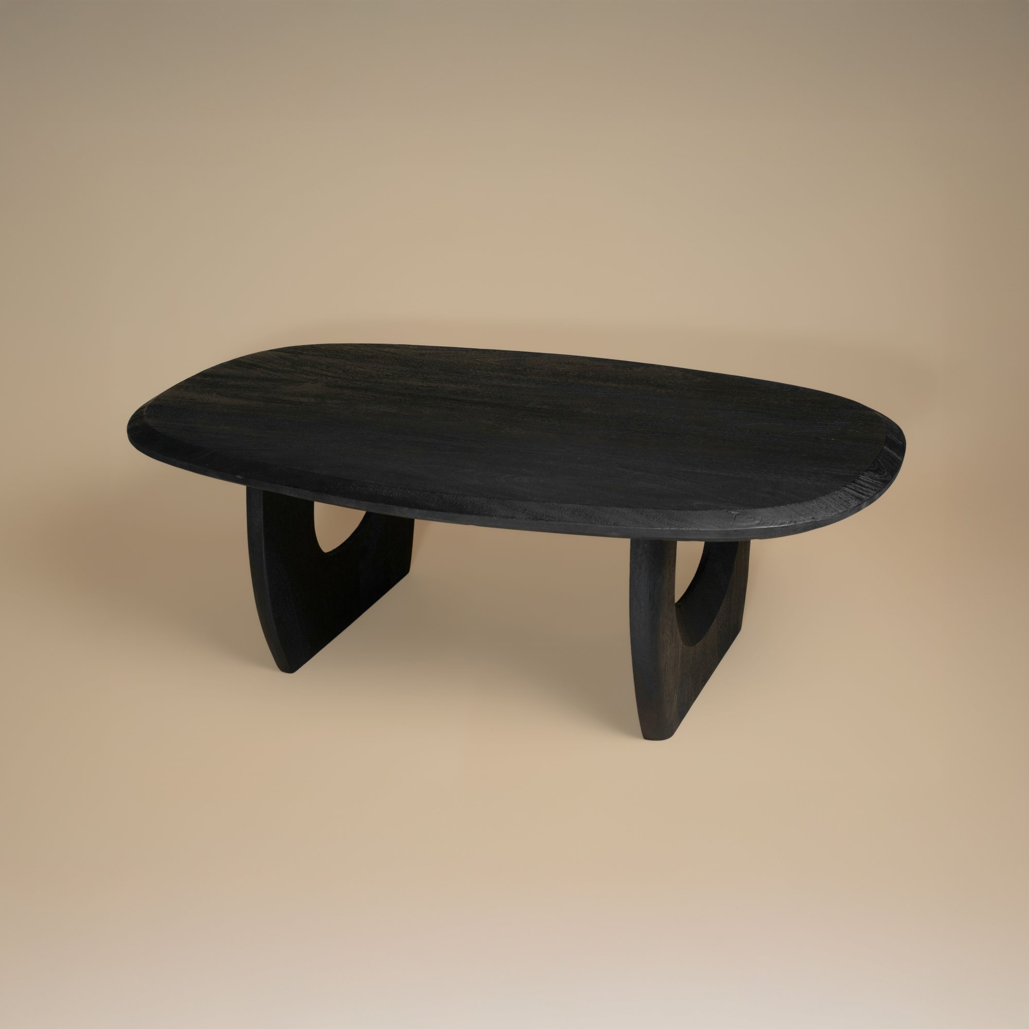 Casey Coffee Table almond finish seen from above showing the oval top
