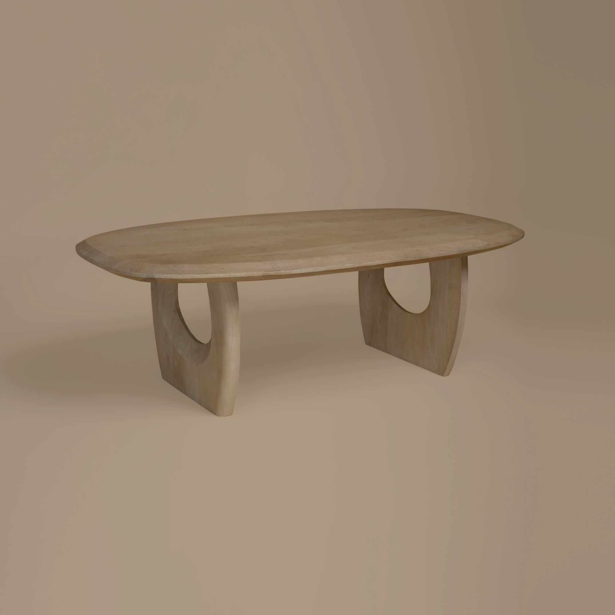 Casey Coffee Table in almond, full length view showing the 120cm top