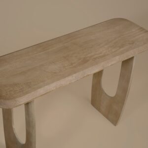 Casey console table shown from an angle showing the slim frame