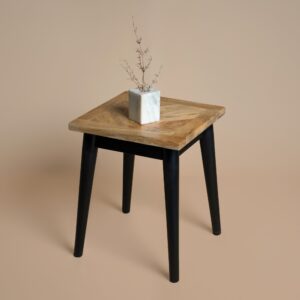 Herringbone parquet detail on the Bentley lamp table top