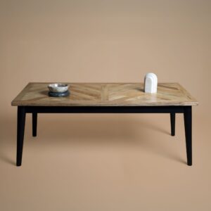 Bentley Parquet Coffee Table seen from the front showing the 120cm length