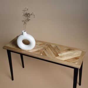 Side view of the Bentley Parquet Console Table leg frame