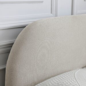 Nora Bed Frame in olive boucle, full front view