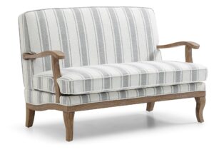 Colwell 2 Seater Sofa in natural textured stripe with wooden arms