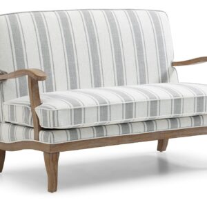 Colwell 2 Seater Sofa in natural textured stripe with wooden arms