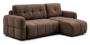 Morgan quilted corner sofa bed in Thetis taupe chenille