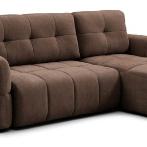 Morgan quilted corner sofa bed in Thetis taupe chenille