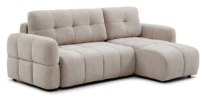 Morgan quilted corner sofa bed in Thetis chocolate chenille