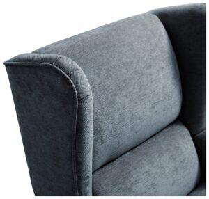 Luca Wingback Armchair in denim chenille with pleated wing accents