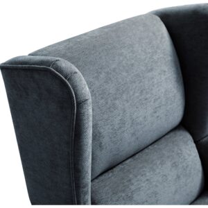 Luca Wingback Armchair in denim chenille with pleated wing accents