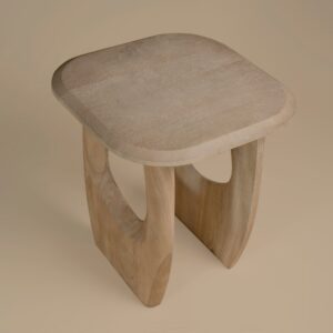 Casey Lamp Table almond finish seen from above showing the soft square top