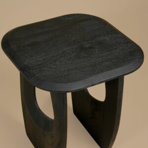 Casey Lamp Table almond finish, rear view of the cut-out leg