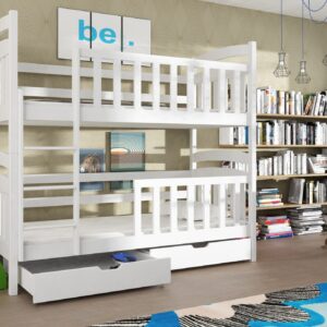 Wooden Bunk Bed Sebus with Storage, front view — Arte-N bunk bed