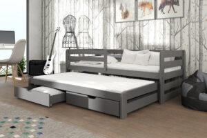 Wooden Double Bed Senso with Trundle and Storage, view 2 — Arte-N kids single bed