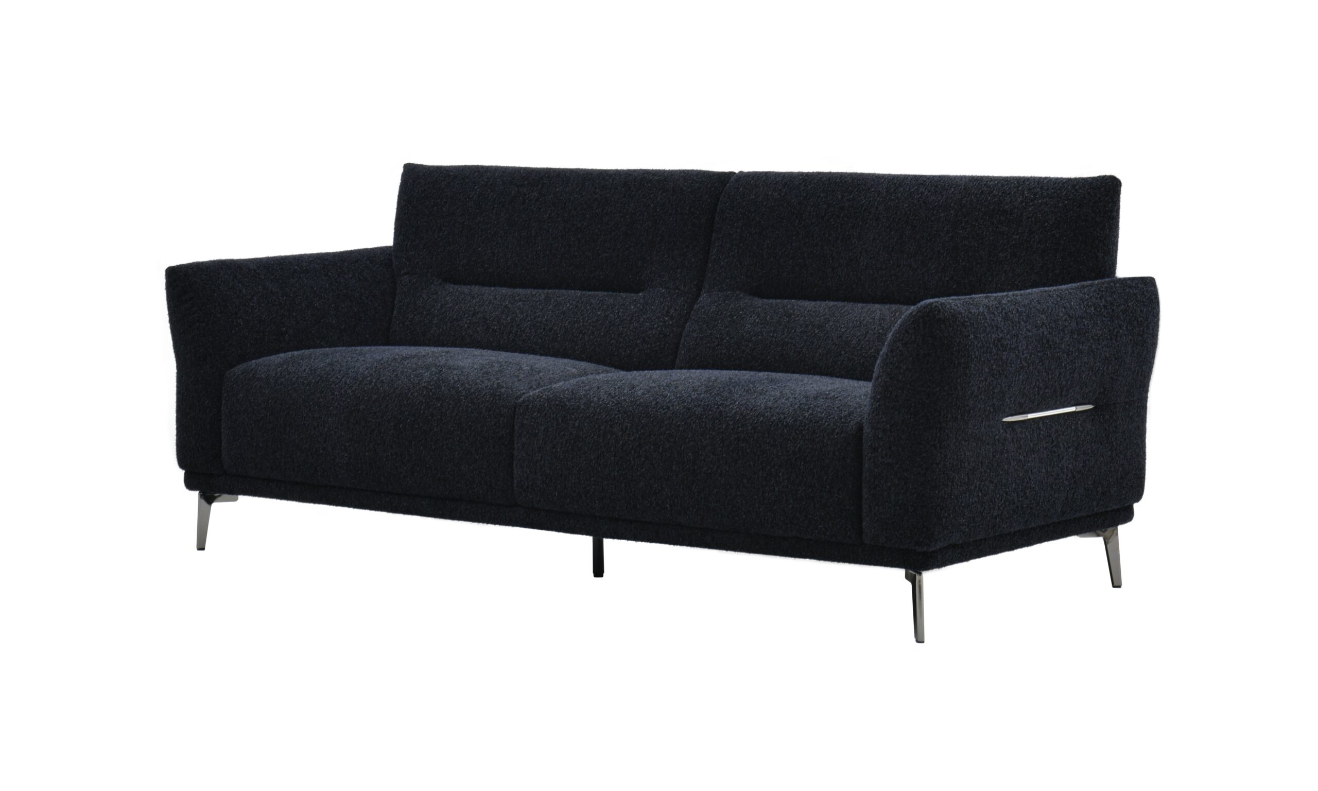 Albany three seater sofa in black lux boucle, 218cm wide, shown front on
