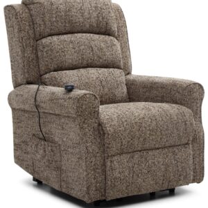 Baxter Electric Recliner Chair in grey chunky woven chenille, upright