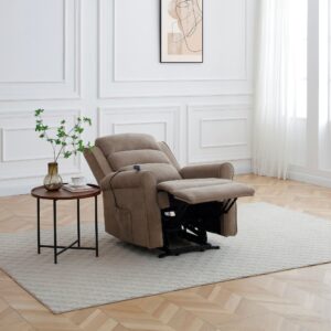 Close-up of the chenille fabric texture on the Baxter recliner