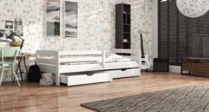Wooden Bed Ergo with Storage, front view — Arte-N kids single bed