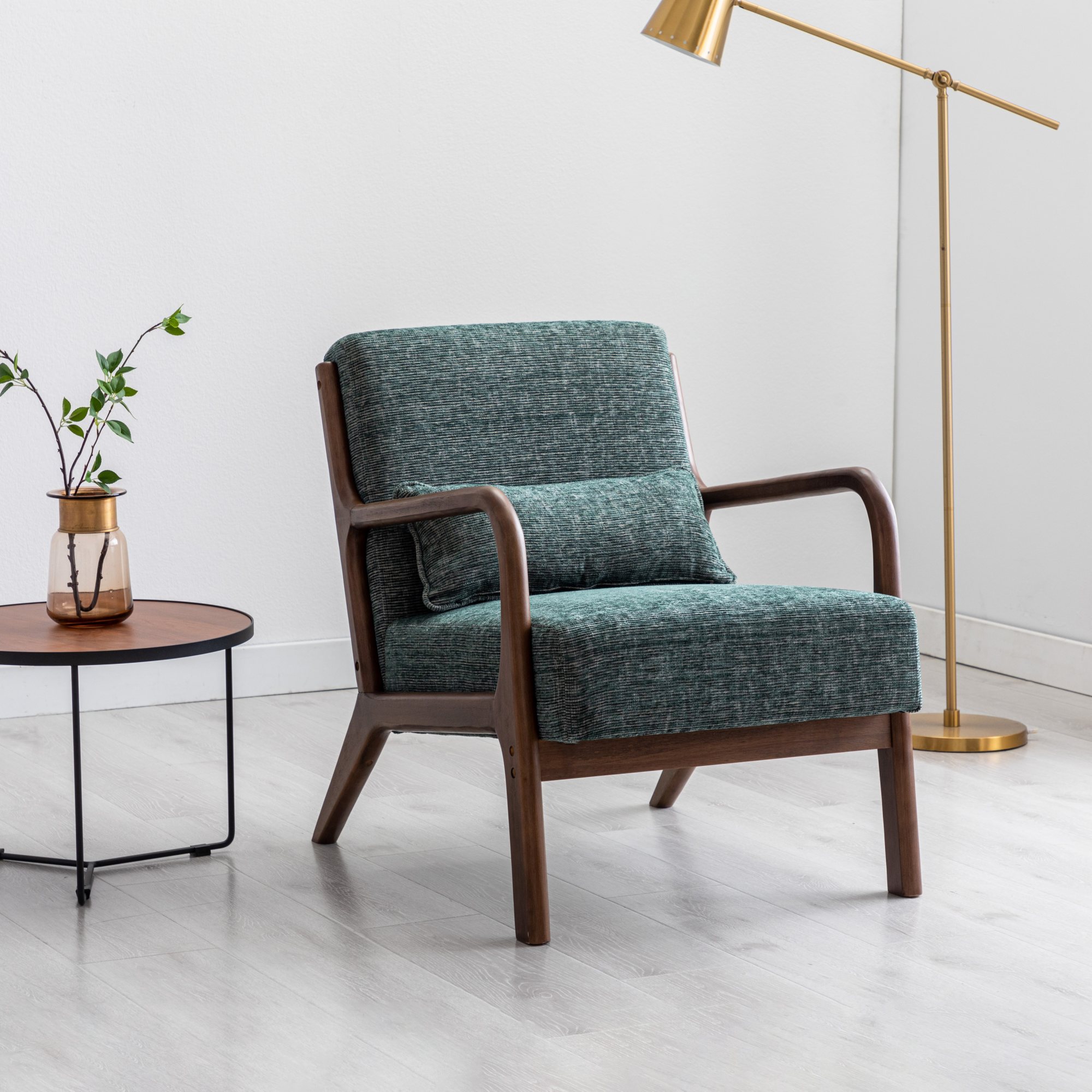 Inca accent chair side view showing the 82cm depth