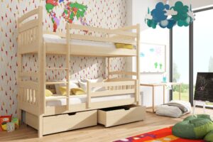 Wooden Bunk Bed Gabi with Storage, front view — Arte-N bunk bed