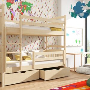 Wooden Bunk Bed Gabi with Storage, front view — Arte-N bunk bed