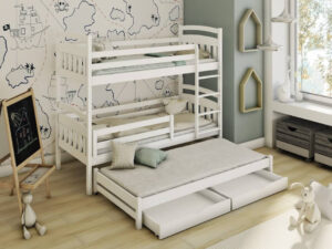 Wooden Bunk Bed Alan with Trundle and Storage, front view — Arte-N bunk bed