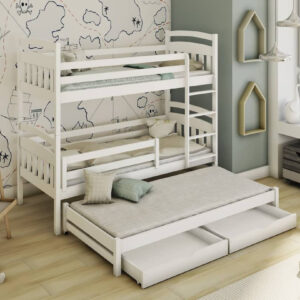Wooden Bunk Bed Alan with Trundle and Storage, front view — Arte-N bunk bed