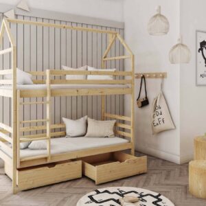 Wooden Bunk Bed Alex With Storage, front view — Arte-N bunk bed