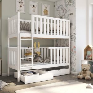 Wooden Bunk Bed David with Storage, front view — Arte-N bunk bed