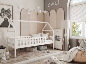 Wooden Single Bed Domi, front view — Arte-N kids single bed