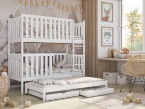 Wooden Bunk Bed Emily with Trundle and Storage, front view — Arte-N bunk bed