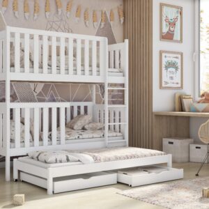 Wooden Bunk Bed Emily with Trundle and Storage, front view — Arte-N bunk bed