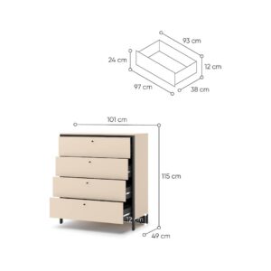 Enna EN-03 Chest Of Drawers 101cm in Beige and Black, view 3 — Arte-N chest of drawers