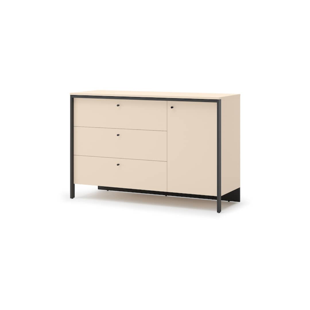 Enna EN-04 Chest Of Drawers 136cm in Beige and Black, front view — Arte-N chest of drawers