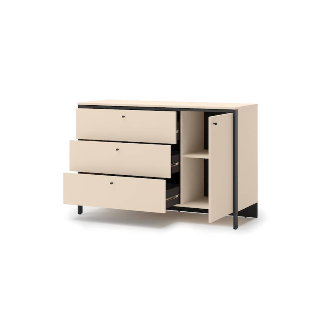 Enna EN-04 Chest Of Drawers 136cm in Beige and Black, view 2 — Arte-N chest of drawers