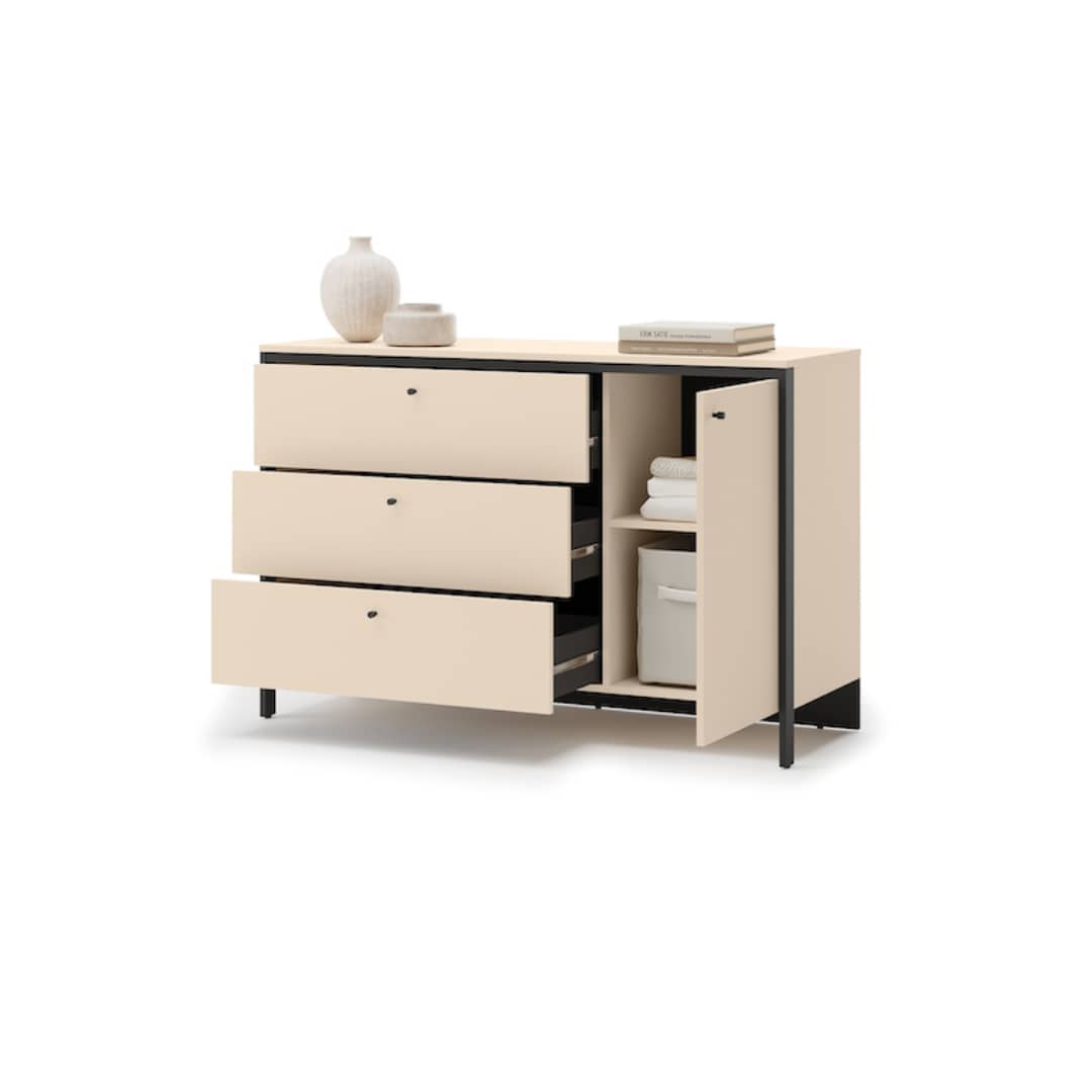 Enna EN-04 Chest Of Drawers 136cm in Beige and Black, view 4 — Arte-N chest of drawers