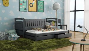 Wooden Bed Galaxy with Trundle and Storage, view 2 — Arte-N kids single bed