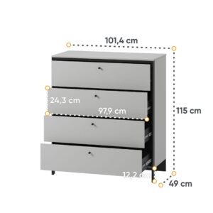 Gris Chest Of Drawers 101cm in Grey and Black, view 4 — Arte-N chest of drawers
