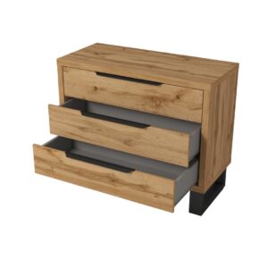Halle Chest Of Drawers 99cm in Oak Wotan and Black, view 2 — Arte-N chest of drawers