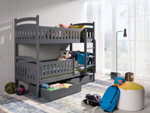 Wooden Bunk Bed Ignas with Storage, front view — Arte-N bunk bed