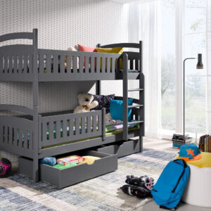 Wooden Bunk Bed Ignas with Storage, front view — Arte-N bunk bed