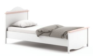 Mia MI-08 Bed with Mattress in White Matt, front view — Arte-N kids single bed