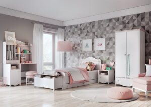 Mia MI-08 Bed with Mattress in White Matt, view 2 — Arte-N kids single bed