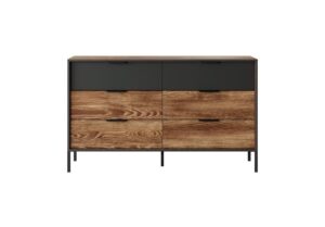 Milton Chest Of Drawers 137cm in Oak Chestnut and Anthracite, view 3 — Arte-N chest of drawers