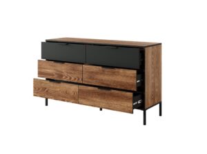 Milton Chest Of Drawers 137cm in Oak Chestnut and Anthracite, view 2 — Arte-N chest of drawers