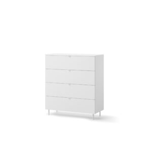 Mila MA-04 Chest Of Drawers 90cm in White, front view — Arte-N chest of drawers