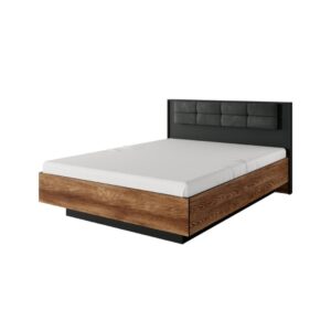 Milton Ottoman Bed [EU King] in Oak Chestnut and Anthracite, front view — Arte-N ottoman bed