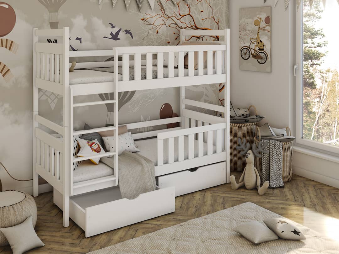 Wooden Bunk Bed Monika with Storage, front view — Arte-N bunk bed